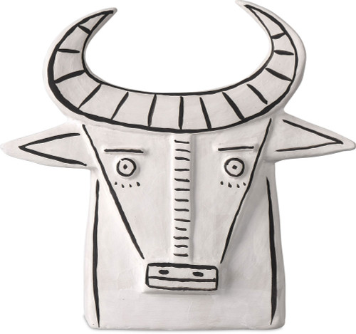 Currey & Company 1200-0791 Modern Washed White / Black Frank the Bull