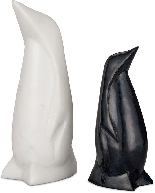 Currey & Company 1200-0820 Penguin Modern White / Black Black & White (set of 2)