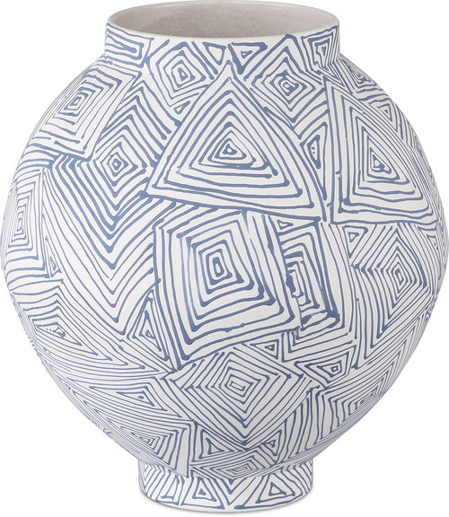 Currey & Company 1200-0866 Blue Zag Modern Blue / White Large Vase