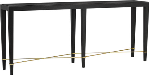 Currey & Company 3000-0097 Verona Modern Black Lacquered Linen / Champagne Console Table