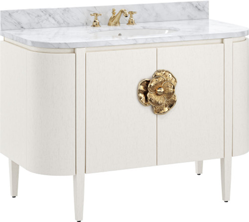 Currey & Company 3800-0002 Briallen Modern Cerused White / Natural / White / Polished Brass Vanity with Oval Undermount Sink