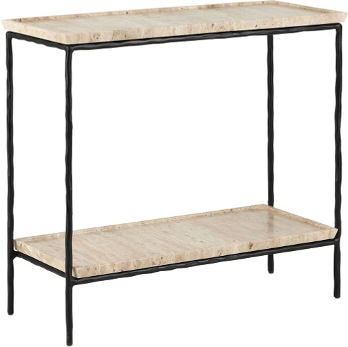 Currey & Company 4000-0136 Boyles Modern Natural / Black Travertine Side Table