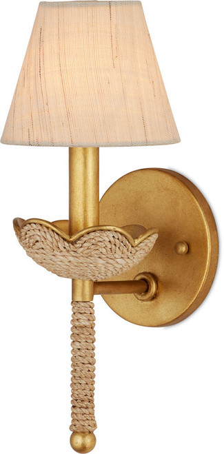 Currey & Company 5000-0248 Vichy Modern Natural / Contemporary Gold Leaf Wall Sconce Lighting