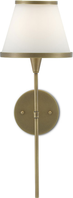 Currey & Company 5800-0001 Brimsley Antique Brass and Opaque Glass Wall Sconce Light