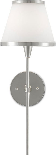 Currey & Company 5800-0002 Brimsley Polished Nickel and Opaque Glass Light Sconce