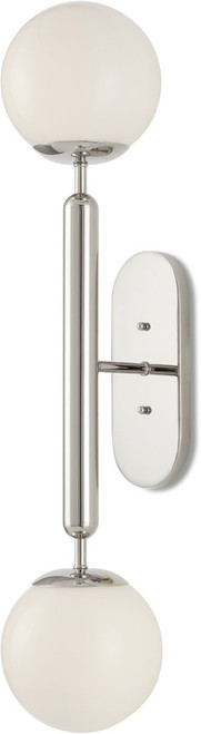 Currey & Company 5800-0033 Barbican Modern Polished Nickel / White Wall Light Fixture