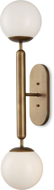 Currey & Company 5800-0034 Barbican Contemporary Antique Brass / White Wall Sconce