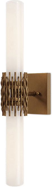 Currey & Company 5800-0069 Brietta Modern Opaque White / Antique Brass LED Bathroom Lighting