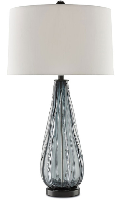 Currey & Company 6000-0027 Nightcap Modern Blue-Gray, Clear and Black Table Top Lamp