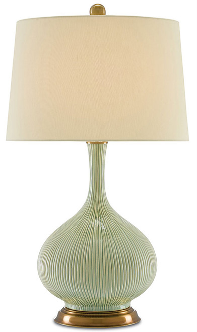 Currey & Company 6000-0218 Cait Modern Grass Green and Antique Brass Table Top Lamp