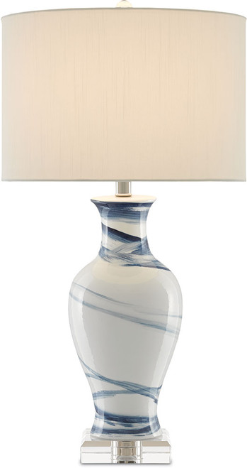 Currey & Company 6000-0316 Hanni White and Blue Table Top Lamp