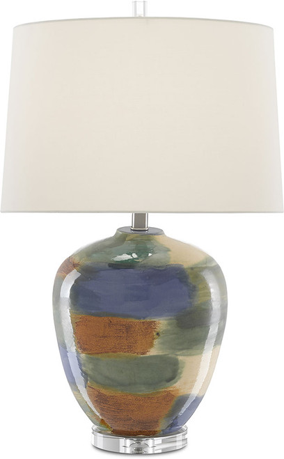 Currey & Company 6000-0613 Rainbow Contemporary Blue, Green, Sand, Rust and Clear Side Table Lamp