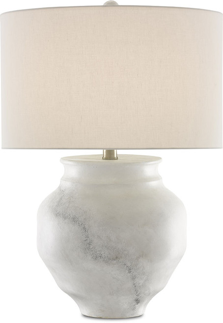 Currey & Company 6000-0623 Kalossi Painted White, Painted Gray and Silver Leaf Lighting Table Lamp