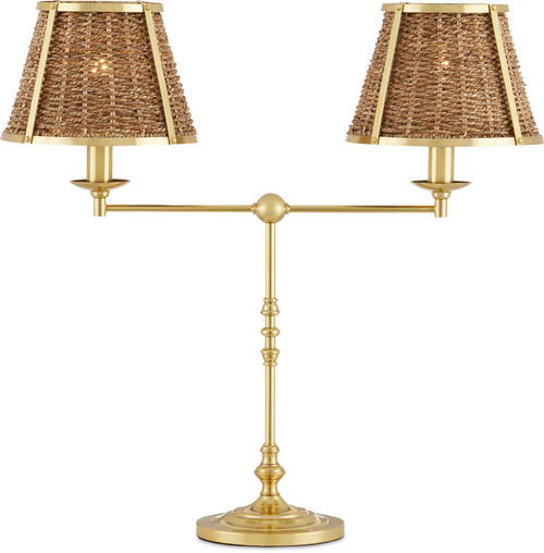 Currey & Company 6000-0899 Deauville Contemporary Polished Brass / Natural Table Top Lamp
