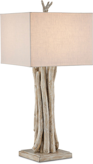 Currey & Company 6000-0919 Driftwood Contemporary Whitewashed Driftwood Table Lamp Lighting