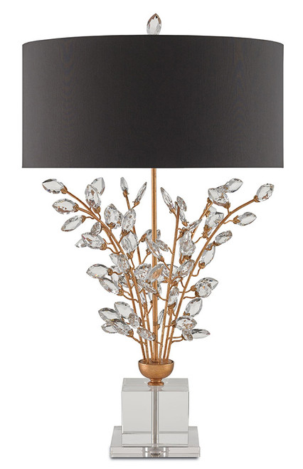 Currey & Company 6983 Forget-Me-Not Crystal Chinois Gold Leaf Table Lamp Lighting