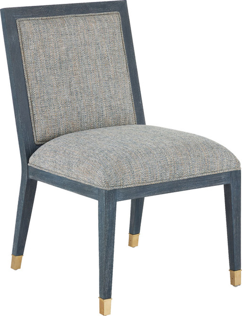 Currey & Company 7000-0872 Santos Vintage Navy Modern Vintage Navy / Performance Barrett Dusk / Satin Brass Side Chair