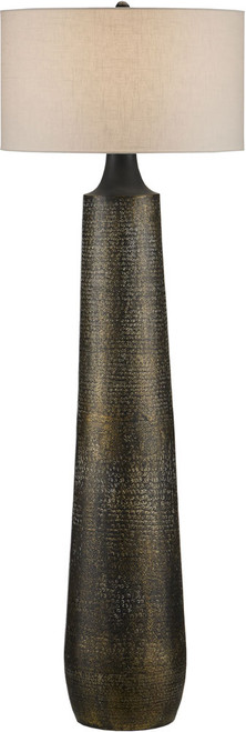 Currey & Company 8000-0136 Brigadier Modern Antique Brass / Black / Whitewash Floor Light