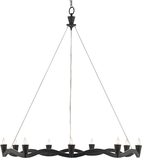 Currey & Company 9000-0461 Serpentina Contemporary Antique Black Chandelier Light