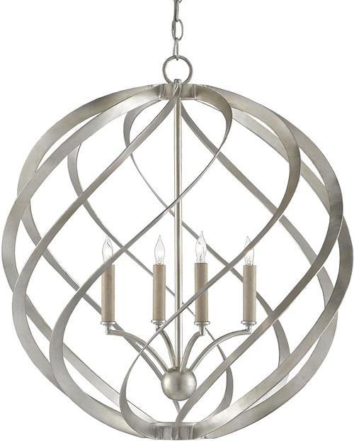 Currey & Company 9000-0507 Roussel Modern Silver Leaf Pendant Hanging Light