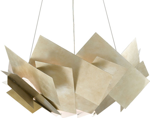 Currey & Company 9000-0549 Artiste Modern Silver Leaf Drop Ceiling Light Fixture