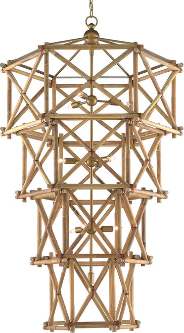 Currey & Company 9000-0554 Kingali Modern Natural and New Brass Drop Ceiling Light Fixture