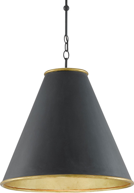 Currey & Company 9000-0535 Pierrepont Antique Black, Gold Leaf and Painted Gold 22" Drop Lighting
