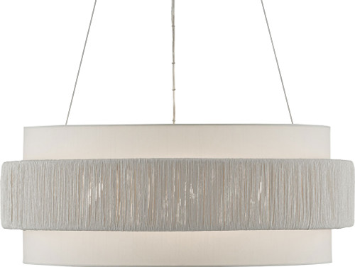 Currey & Company 9000-0735 Rousham Beige and Sugar White Drum Hanging Pendant Light