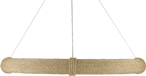 Currey & Company 9000-0805 Portmeirion Modern Satin Black and Abaca Rope Pendant Lighting Fixture