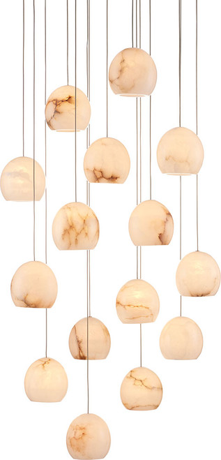 Currey & Company 9000-0898 Lazio Modern Natural and Painted Silver Multi Pendant Light