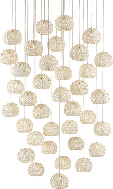 Currey & Company 9000-0915 Piero Contemporary White and Painted Silver Multi Pendant Lighting Fixture