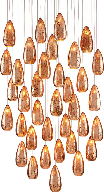 Currey & Company 9000-0908 Rame Contemporary Copper, Silver and Painted Silver Multi Drop Lighting