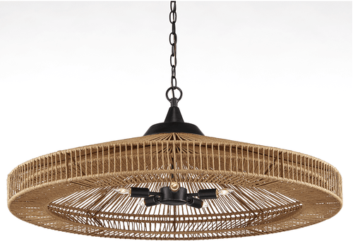 Currey & Company 9000-0921 Maldives Modern Natural / Satin Black Pendant Hanging Light