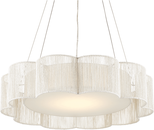 Currey & Company 9000-0923 Ancroft Modern White / Contemporary Silver Leaf LED Drop Ceiling Lighting