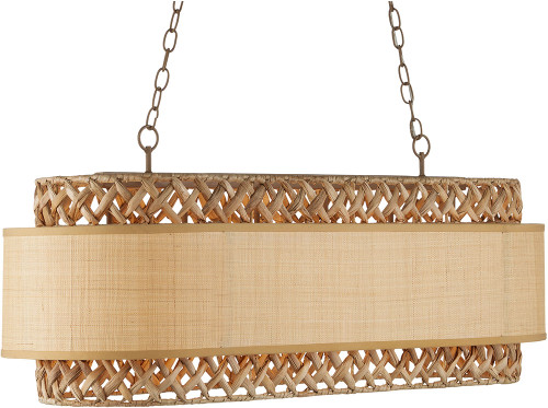 Currey & Company 9000-0927 Isola Modern Khaki / Natural Water Hyacinth Kitchen Island Light