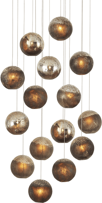Currey & Company 9000-1015 Pathos Modern Antique Silver / Antique Gold / Matte Charcoal / Silver Multi Lighting Pendant