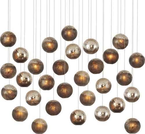 Currey & Company 9000-1017 Pathos Contemporary Antique Silver / Antique Gold / Matte Charcoal / Silver Multi Pendant Lighting Fixture