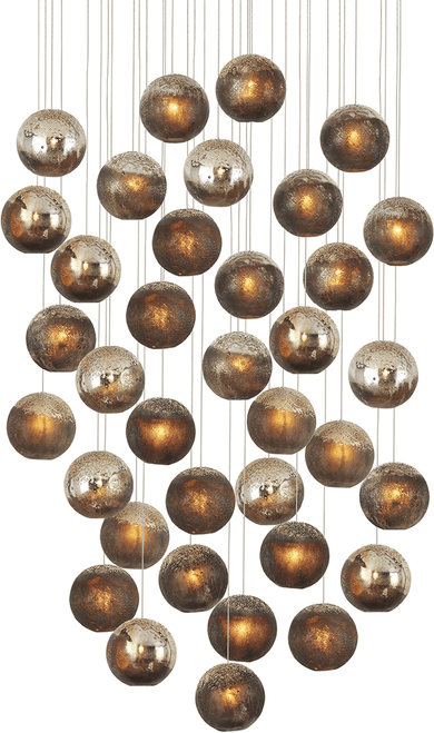 Currey & Company 9000-1018 Pathos Contemporary Antique Silver / Antique Gold / Matte Charcoal / Silver Multi Lighting Pendant
