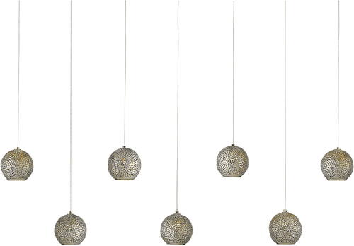 Currey & Company 9000-1056 Giro Modern Nickel / Blue / Silver Multi Pendant Light Fixture