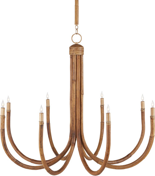 Currey & Company 9000-1085 Samsara Contemporary Natural / Saddle Tan Chandelier Lighting