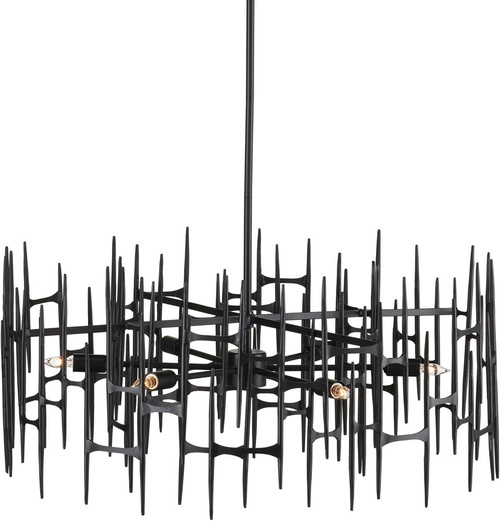 Currey & Company 9000-1091 Attingham Contemporary Satin Black Chandelier Light