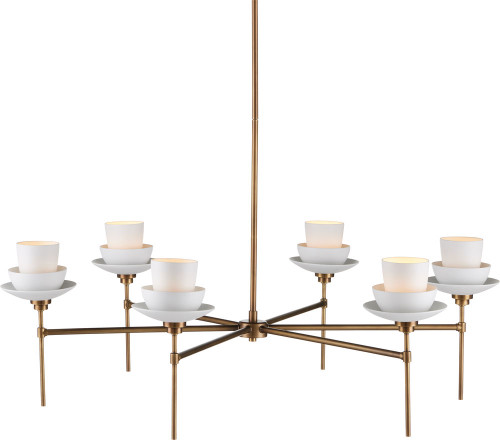 Currey & Company 9000-1092 Etiquette Modern Antique Brass / White Chandelier Lamp