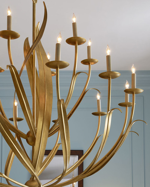 Currey & Company 9000-1107 Menefee Modern Antique Gold Leaf Hanging Chandelier