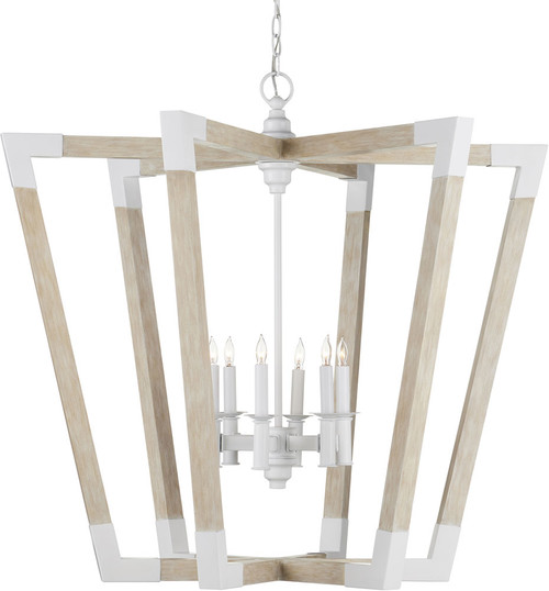 Currey & Company 9000-1110 Bastian Contemporary Sugar White / Sandstone Foyer Lighting