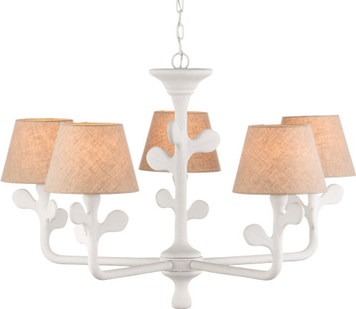 Currey & Company 9000-1169 Charny Contemporary Gesso White Lighting Chandelier