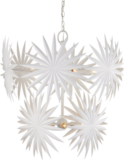 Currey & Company 9000-1204 Bismarkia Medium White Gesso White Pendant Lighting