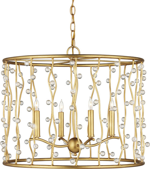 Currey & Company 9000-1239 Adagio Modern Contemporary Gold Leaf / Contemporary Gold / Clear Lighting Pendant