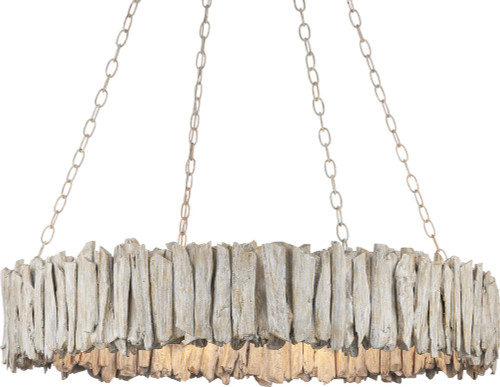 Currey & Company 9000-1249 Driftwood Modern Whitewash Drop Ceiling Light Fixture