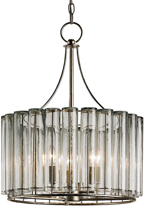 Currey & Company 9293 Bevilacqua Contemporary Silver Leaf Drop Ceiling Light Fixture