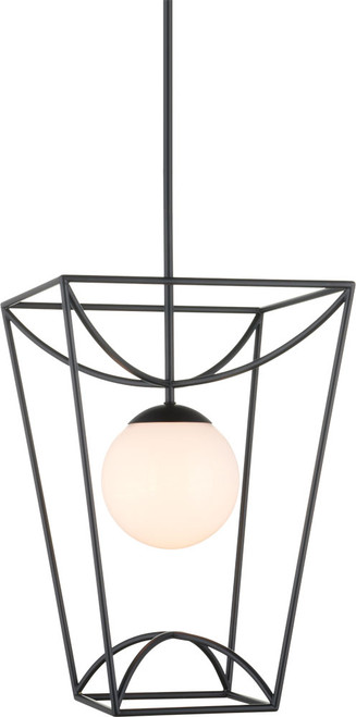 Currey & Company 9500-0011 Rochefort Small Modern Black / White 14" Foyer Lighting Fixture